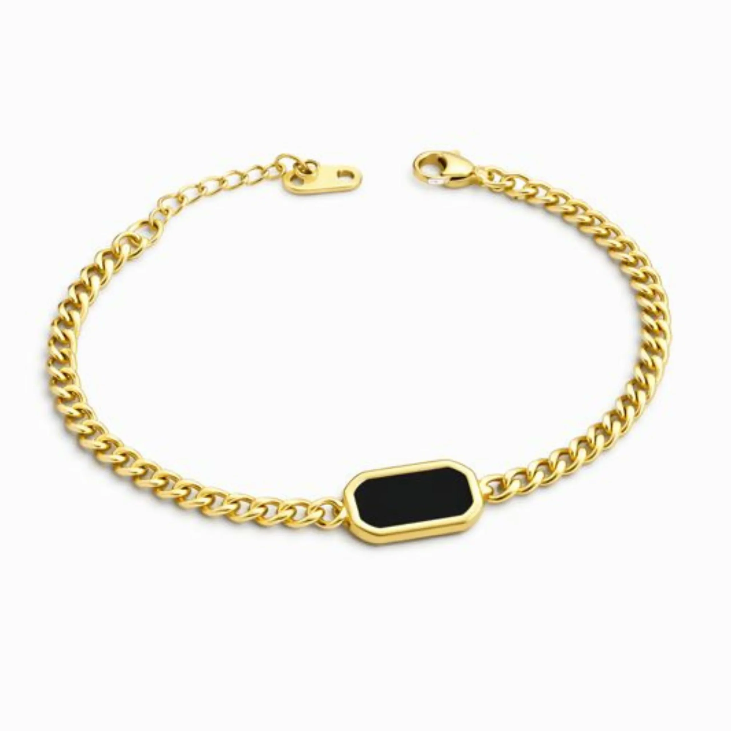 Gold Dark Blue Stone Chain Bracelet
