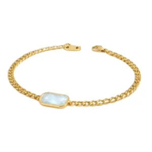 Gold Blue Stone Chain Bracelet