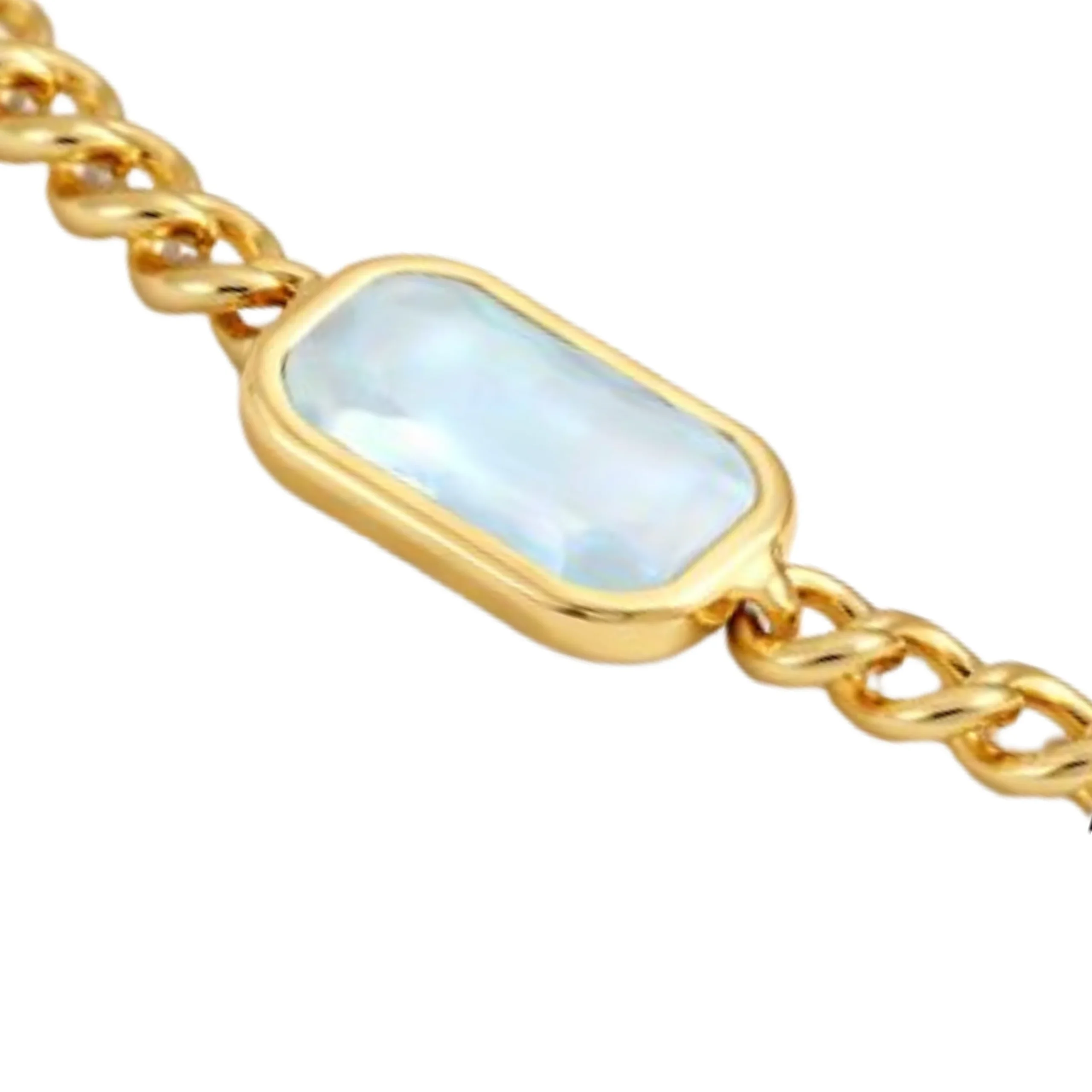 Gold Blue Stone Chain Bracelet