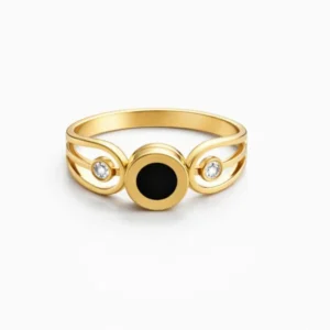 Gold Black Stone Adjustable Ring