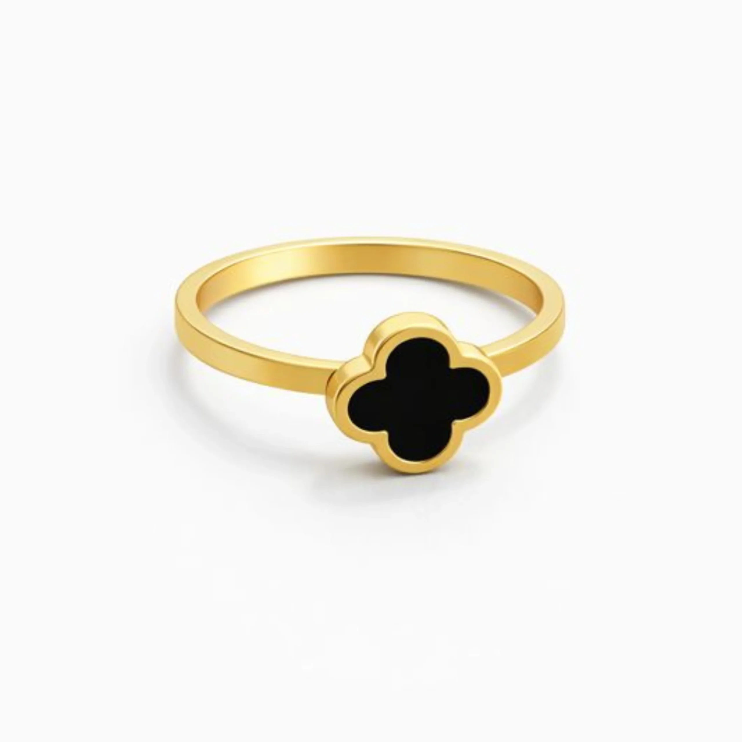 Gold Black Clover Adjustable Ring