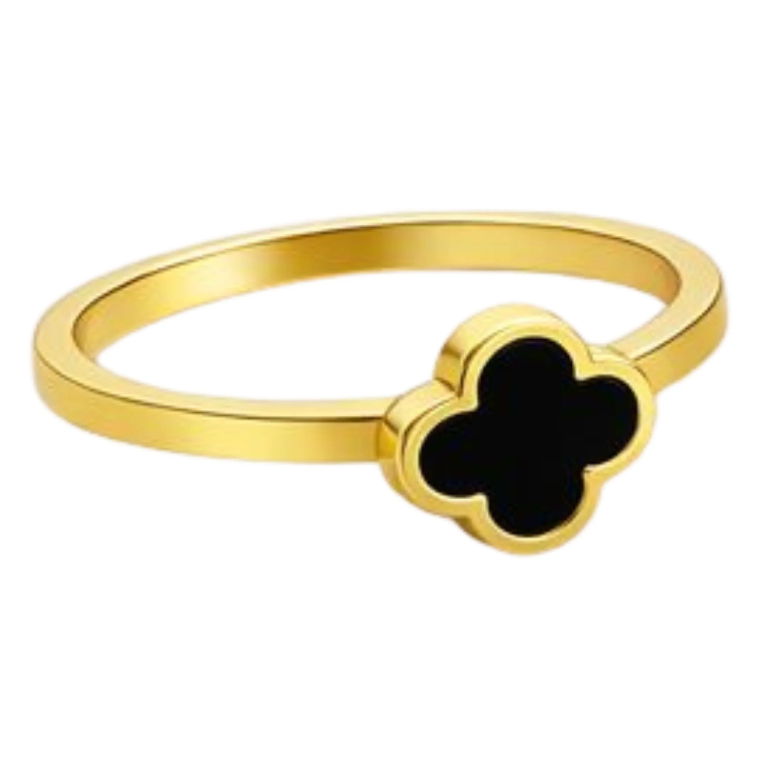 Gold Black Clover Adjustable Ring