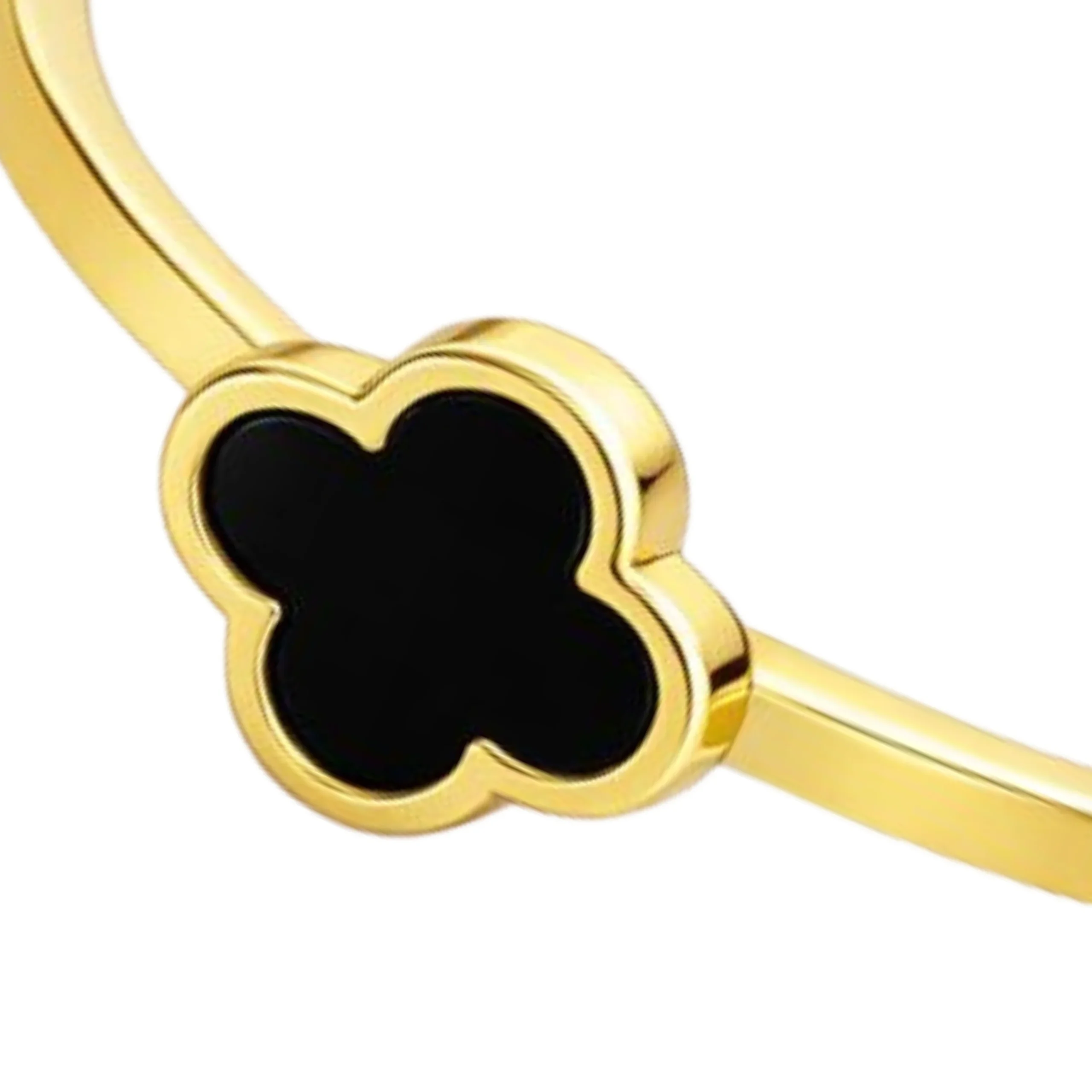 Gold Black Clover Adjustable Ring