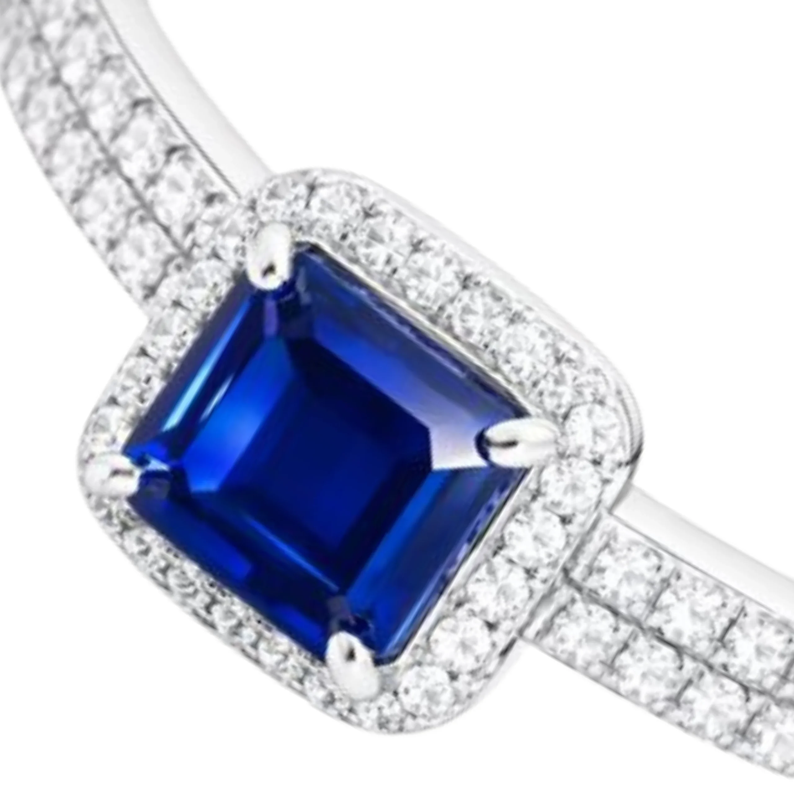 Silver Blue Stone Adjustable Ring