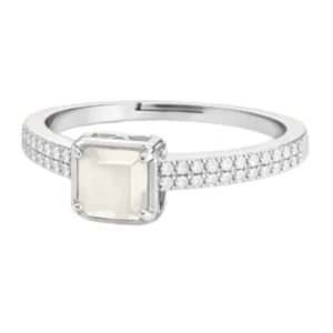 Silver Lavender Stone Adjustable Ring