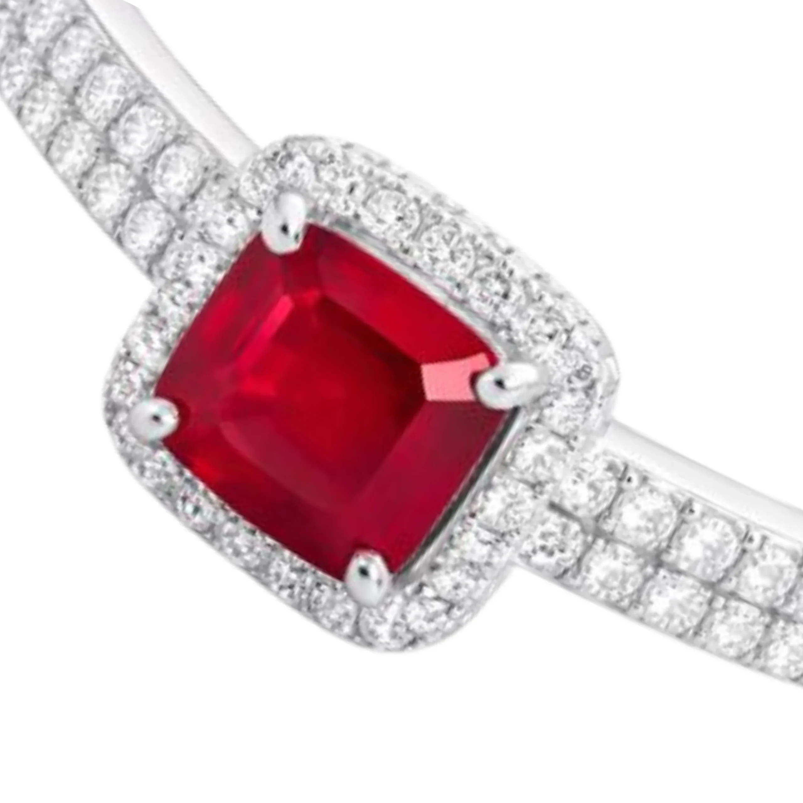 Silver Red Stone Adjustable Ring (Round)